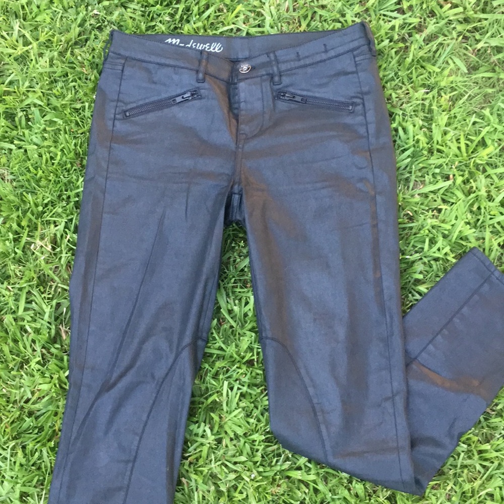 Madewell black skinny leather like bottoms